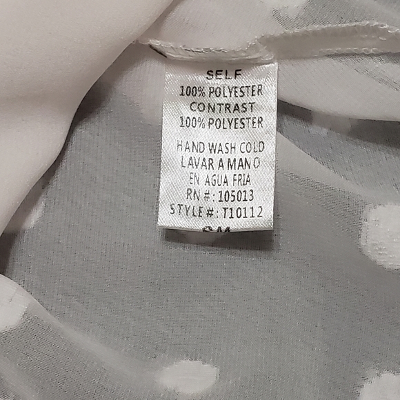 Andree by Unit Pinkish White Pom Pom Dot Sheer Poncho Blouse Size SM - Picture 8 of 10